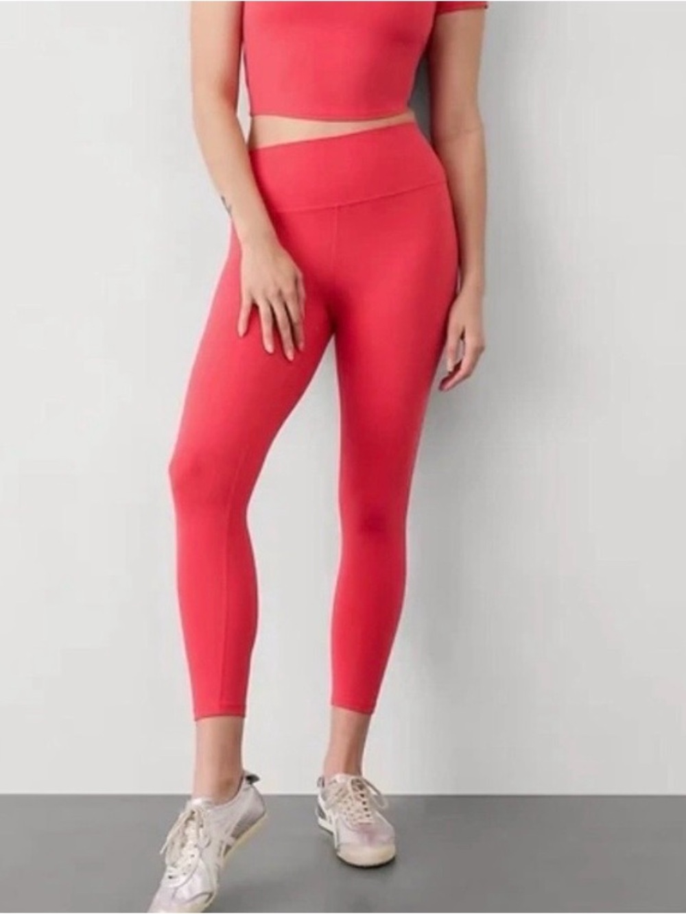 NWT Athleta Transcend 7/8 Tights Leggings Punch Coral M